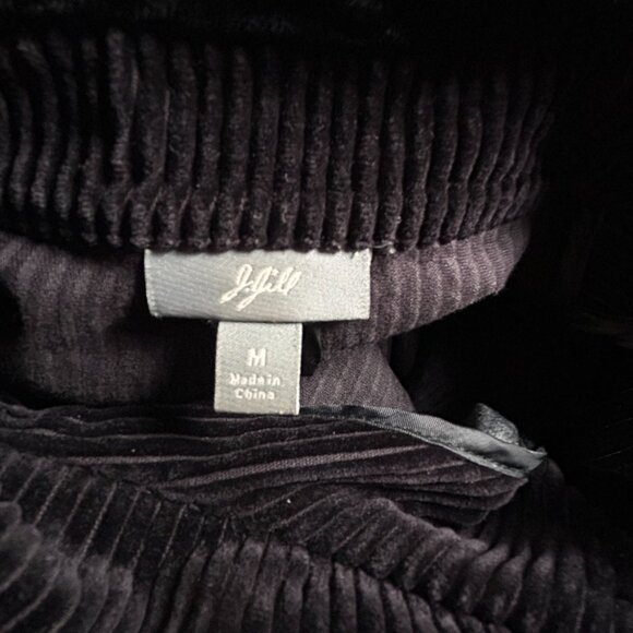J.Jill Top Womens Medium Black Velour Corduroy Button Front Pockets Career Tunic - Picture 3 of 8